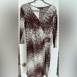 Mlle Gabrielle Brown and White Black Faux Wrap Dress XL